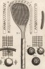 Изготовление ракеток. Сетка (Ивердонская энциклопедия. Том IX. Швейцария, 1779 год)
