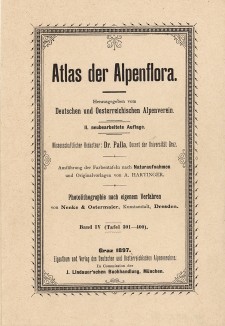 Титульный лист четвёртого тома альбома хромолитографий Atlas der Alpenflora, изданного в Дрездене в 1897 году