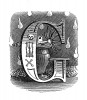 Инициал (буквица) G, предваряющий пятьдесят шестую главу «Истории императора Наполеона» Лорана де л’Ардеша о последних годах и смерти Наполеона. Париж, 1840