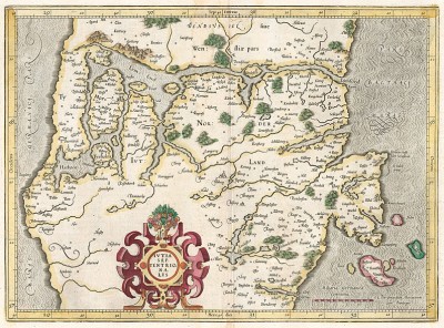 Карта южной части Дании. Iutia septentrionalis. Составил Герхард Меркатор. Издал Йодокус Хондиус. Амстердам, 1628