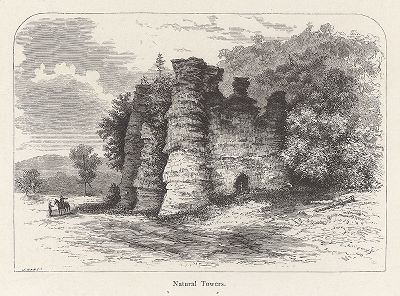 Скалы Башни, вид с северо-востока, штат Вирджиния. Лист из издания "Picturesque America", т.I, Нью-Йорк, 1872.