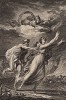 Коронида молит богов спасти её от преследующего её Нептуна. Минерва спасительно превращает девушку в ворону и поднимает в небо (гравюра из первого тома знаменитой поэмы "Метаморфозы" древнеримского поэта Публия Овидия Назона. Париж, 1767 год)