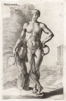 Мелеагр из палаццо Джустиниани. Лист из Sculpturae veteris admiranda ... Иоахима фон Зандрарта, Нюрнберг, 1680 год. 