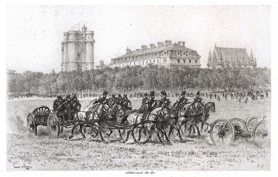 Батарея французской горной артиллерии в 1860-х гг. (из Types et uniformes. L'armée françáise par Éduard Detaille. Париж. 1889 год)