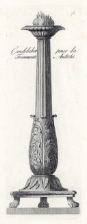 Античный канделябр в виде колонны (лист 74 из Manuale di vari ornamenti contenete la serie del candelabri antichi. Рим. 1790 год)