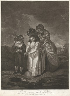 Похороны Робина (птицы). Меццо-тинто Жана-Батиста Юэ. Париж, ок. 1780 года.