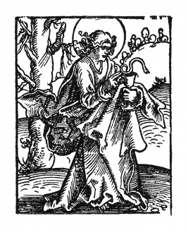Святой апостол Иоанн Евангелист (Богослов). Ганс Бальдунг Грин. Иллюстрация к Hortulus Animae. Издал Martin Flach. Страсбург, 1512