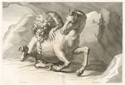 Лев и конь.