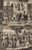 Сожжение четырех мучеников в Кентербери. Группу из двадцати двух связанных вместе заключённых ведут из Колчестера в Лондон. The Lives of the Primitive Martyrs, from the Birth of Our Blessed Saviour, to the Reign of Queen Mary I. Лондон, 1776