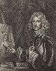Давид Бек (1621 -- 1656) -- голландский живописец -портретист. Гравюра Антуана Куше с автопортрета художника. 