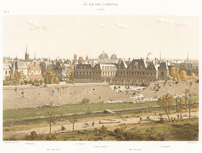 Кардинальский дворец (Пале-Рояль) в 1634 году. Paris à travers les âges..., Париж, 1885. 