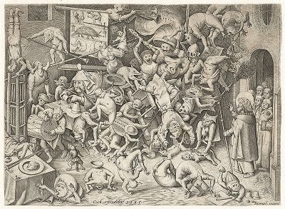 Падение кудесника Гермогена. Гравюра Питера ван дер Хейдена по оригиналу Питера Брейгеля, 1565 год. 
