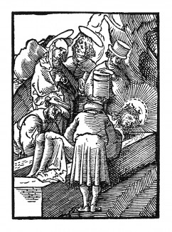 Положение во гроб. Из Benedictus Chelidonius / Passio Effigiata. Монограммист N.H. Кёльн, 1526