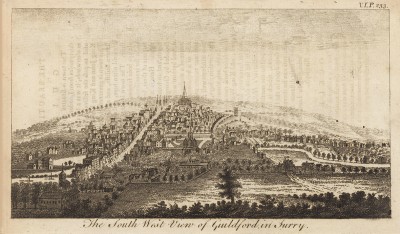 Вид на город Гилфорд в графстве Суррей (из A New Display Of The Beauties Of England... Лондон. 1776 год. Том 1. Лист 233)