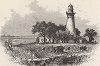 Главный маяк на берегу озера Эри. Лист из издания "Picturesque America", т.I, Нью-Йорк, 1872.