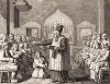 Преподавание основ веры в воскресной школе. Французская гравюра конца XVIII века