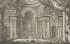 Гравюра Джузеппе Вази "Торжественное собрание Коллегии кардиналов (консистория) под руководством папы Климента XIII в соборе Святого Петра 16 июля 1767 года для проведения канонизации".