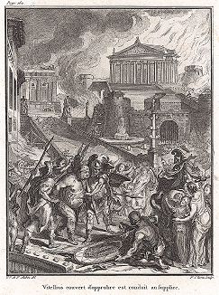 Вителлий подвергается избиениям и позору. Лист из "Краткой истории Рима" (Abrege De L'Histoire Romaine), Париж, 1760-1765 годы