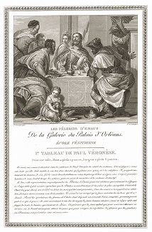 Ужин в Эммаусе авторства Паоло Веронезе. Лист из знаменитого издания Galérie du Palais Royal..., Париж, 1808