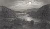 Луна над Харперс-Ферри, городом у слияния рек Потомак и Шенандоа, штат Вирджиния. Лист из издания "Picturesque America", т.I, Нью-Йорк, 1873.