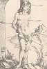 Святой Себастьян у столба. Гравюра Альбрехта Дюрера, выполненная ок. 1499 года (Репринт 1928 года. Лейпциг)