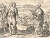 Судьи Израилевы Самсон и Самуил. Лист из серии "Theatrum Biblicum" (Библия Пискатора или Лицевая Библия), выпущенной голландским издателем и гравёром Николасом Иоаннисом Фишером (предположительно с оригинальных досок 16 века), Амстердам, 1643