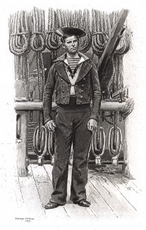 Матрос военно-морского флота Франции в 1885 г. Types et uniformes. L'armée françаise, par Éduard Detaille. Париж, 1889