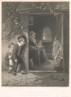 Опоздавшие на урок. Гравюра с картины академика Томаса Уэбстера из "The Art Journal", Лондон, 1849