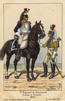 1804 г. Кавалерист и трубач 7-го кирасирского полка французской армии. Коллекция Роберта фон Арнольди. Германия, 1911-28