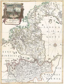 Ингерманландия и Карелия. Atlas Russicus mappa una generali ... Petropolitanae, Санкт-Петербург, 1745.  
