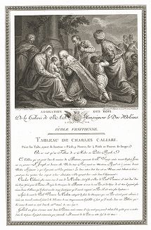 Поклонение волхвов кисти Карло Кальяри. Лист из знаменитого издания Galérie du Palais Royal..., Париж, 1808