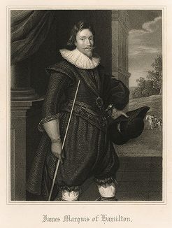 Маркиз Джеймс Гамильтон (1589-1625) - лорд-стюард Англии. Portraits of Illustrious Personages of Great Britain, Лондон, 1823-34 гг.