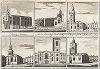 Лондонские церкви. Лист из издания "History of London" Уолтера Харрисона. Лондон, 1775