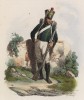 Солдат гвардейского подразделения воспитанников императора (из популярной работы Histoire de l'empereur Napoléon (фр.), изданной в Париже в 1840 году с иллюстрациями Ораса Верне и Ипполита Белланжа)
