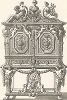 Двустворчатый шкафчик по эскизам Жана Лепотра, XVIII век. Meubles religieux et civils..., Париж, 1864-74 гг. 