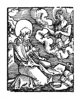 Святая Бригитта Ирландская. Ганс Бальдунг Грин. Иллюстрация к Hortulus Animae. Издал Martin Flach. Страсбург, 1512