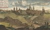 Город Баутцен (Budissin) в Саксонии. Гравюра Иоганна Мензеля. Дрезден, первая четверть XVIII века