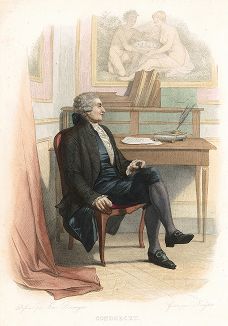 Николя де Кондорсе (1743-1794) - французский политик и ученый. Лист из серии Le Plutarque francais..., Париж, 1844-47 гг. 