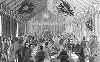 Банкет в Чизик--хаусе -- резиденции герцога Девонширского, в летнем павильоне, украшенном к приезду Императора Всероссийского Николая I во время визита Его Величества в Великобританию в 1844 году (The Illustrated London News №111 от 15/06/1844 г.)