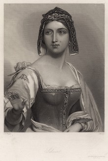 Сильвия, героиня пьесы Уильяма Шекспира "Два веронца". The Heroines of Shakspeare. Лондон, 1850-е гг.