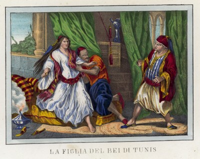Похищение дочери бея Туниса (иллюстрация к L'Africa francese... - хронике французских колониальных захватов в Северной Африке, изданной во Флоренции в 1846 году)