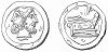 Древнеримская медная монета асс с изображением двуликого бога дверей, входов и выходов Януса на аверсе и корабельного носа на реверсе (The Illustrated London News №99 от 23/03/1844 г.)