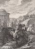 Курций добровольно жертвует собой. Лист из "Краткой истории Рима" (Abrege De L'Histoire Romaine), Париж, 1760-1765 годы