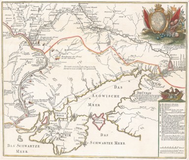 Карта военных действий на Дону и Днепре Ея Императорскаго Величества победоносныя Армеи 1736 года.