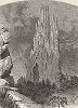 Скала Кафедральный собор (вид сбоку), штат Западная Вирджиния. Лист из издания "Picturesque America", т.I, Нью-Йорк, 1872.