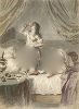 Молодчик в постели с двумя девицами вольного поведения. Подготовительный рисунок  для сюиты “L'amour que ce que c'est que ça”, представлявшей собою 12 эротических литографий с фальшивой подписью G. (якобы Gavarni) и французским текстом.