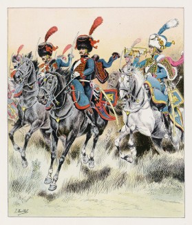 Подразделение гвардейской конной артиллерии в парадной форме (иллюстрация к работе "Императоская Гвардия в 1804--1815 гг." Париж. 1901 год. (экземпляр № 303 из 606 принадлежал голландскому генералу H. J. Sharp (1874 -- 1957))