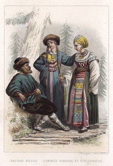 Русский крестьянин, татарка (в центре) и финка. Париж, 1853
