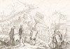 1438 год. Перевозка венецианского флота по горам в озеро Гарда во время войны Венеции с Миланом. Storia Veneta, л.75. Венеция, 1864
