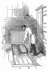 Рельсовый механизм, используемый для перемещения почты, упакованной в коробки, в местное лондонское отделение в здании главного почтового управления Великобритании во второй четверти XIX века (The Illustrated London News №112 от 22/06/1844 г.)